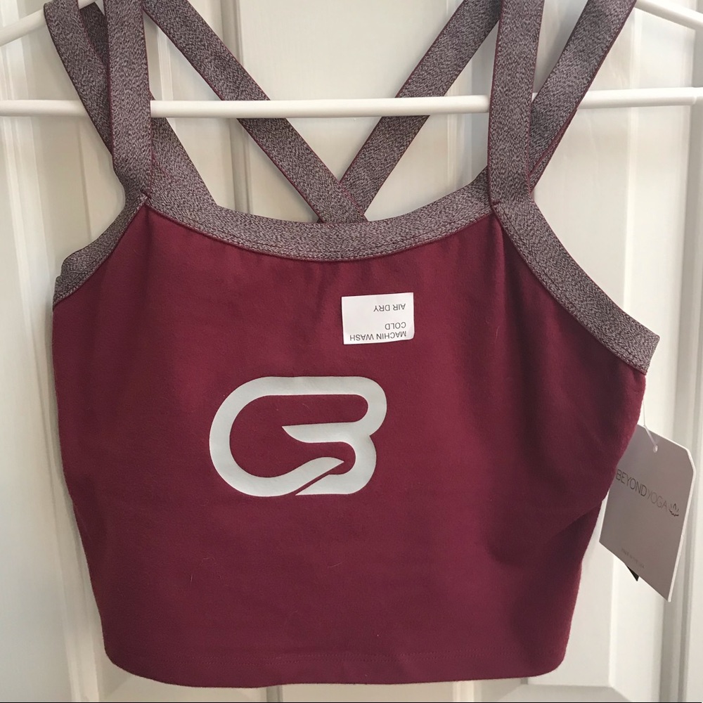 NWT beyond Yoga Maroon CycleBar Crop